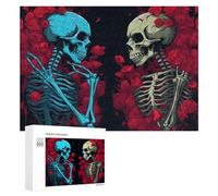 Puzzle pour Adultes300 PCS Skulls in Love A Romantic Skeleton Artwork Puzzles pour Adolescents, Jouet, Décoration Murale, Passe-Temps, Cadeau d'anniversaire, Cadeaux, 300 PCS