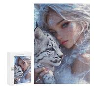 Puzzle pour Adultes300 PCS Snowflake Princess with Snow Leopard Puzzle pour Adolescents pour S'amuser en Famille, Un Défi Éducatif, Un Cadeau d'anniversaire Unique 300 PCS