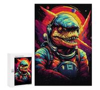Puzzle pour Adultes300 PCS Space Dinosaur Astronaut Art Print -5 Puzzle pour Adolescents pour S'amuser en Famille, Un Défi Éducatif, Un Cadeau d'anniversaire Unique 300 PCS