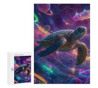 Puzzle pour Adultes300 PCS Space Turtle Adventure Puzzle pour Adolescents pour S'amuser en Famille, Un Défi Éducatif, Un Cadeau d'anniversaire Unique 300 PCS