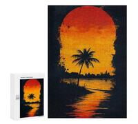 Puzzle pour Adultes300 PCS Sunset Palm Silhouette Casse-tête pour Adolescents, Jeu De Réflexion, Décoration Intérieure, Cadeau d'anniversaire Unique 300 PCS