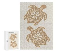 Puzzle pour Adultes300 PCS Two Floral Turtle Silhouettes Casse-tête pour Adolescents - Jeu De Réflexion - Améliore La Mémoire - Aide À Exercer Le Cerveau 300 PCS
