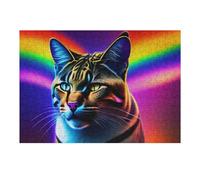 Puzzle pour Adultes38x26cm/1000pcs Neon Rainbow Cat Portrait Puzzle pour Adultes, Jeu De Réflexion, Découpe De Précision, Idéal comme Cadeau pour Toute La Famille 38x26cm/1000pcs
