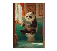 Puzzle pour Adultes38x26cm/1000pcs Panda Sitting on Toilet Puzzles pour Adultes - Jouets Anti-Stress - Assemblage De Motifs - Cadeaux De Réduction du Stress 38x26cm/1000pcs