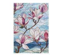 Puzzle pour Adultes38x26cm/1000pcs Stained Glass Magnolia Flowers Puzzle pour Adultes, Jeu De Réflexion pour Améliorer La Mémoire, Cadeau d'anniversaire, Présents, 38x26cm/1000pcs