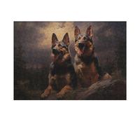 Puzzle pour Adultes38x26cm/1000pcs Two German Shepherds at Dusk Puzzle pour Adultes - Jouet Anti-Stress pour Les Amis Et La Famille 38x26cm/1000pcs