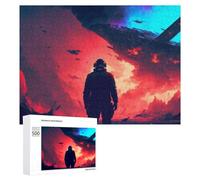 Puzzle pour Adultes500 PCS Astronaut Faces Burning Spaceship Puzzles pour Adolescents, Jouet, Décoration Murale, Passe-Temps, Cadeau d'anniversaire, Cadeaux, 500 PCS