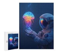 Puzzle pour Adultes500 PCS Astronaut Holding Jellyfish-1 Puzzle pour Adolescents pour S'amuser en Famille, Un Défi Éducatif, Un Cadeau d'anniversaire Unique 500 PCS