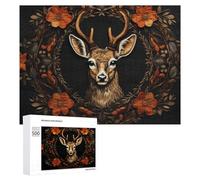 Puzzle pour Adultes500 PCS Autumnal Deer Wreath Artwork Puzzle pour Adultes, Jeu De Réflexion, Cadeau d'anniversaire Ou De Noël 500 PCS