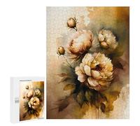 Puzzle pour Adultes500 PCS Beige Flowers Abstract Art Puzzle Casse-tête, Jeu D'assemblage De Motifs, Cadeau d'anniversaire Unique 500 PCS