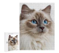 Puzzle pour Adultes500 PCS Blue Eyes White Cat Puzzle pour Adolescents pour S'amuser en Famille, Un Défi Éducatif, Un Cadeau d'anniversaire Unique 500 PCS