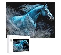 Puzzle pour Adultes500 PCS Blue Horse in Motion -1 Puzzles pour Adolescents, Jouet, Décoration Murale, Passe-Temps, Cadeau d'anniversaire, Cadeaux, 500 PCS