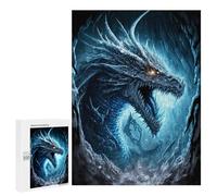 Puzzle pour Adultes500 PCS Blue Ice Dragon Fantasy Artwork Puzzle pour Adolescents pour S'amuser en Famille, Un Défi Éducatif, Un Cadeau d'anniversaire Unique 500 PCS