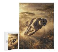 Puzzle pour Adultes500 PCS Cheetah Running in Savannah -1 Puzzle pour Adolescents pour S'amuser en Famille, Un Défi Éducatif, Un Cadeau d'anniversaire Unique 500 PCS