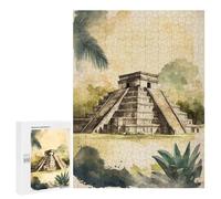 Puzzle pour Adultes500 PCS Chichen Itza Watercolor Puzzle Casse-tête, Jeu D'assemblage De Motifs, Cadeau d'anniversaire Unique 500 PCS