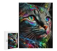 Puzzle pour Adultes500 PCS Colorful Abstract Cat Art-23 Puzzle pour Adolescents pour S'amuser en Famille, Un Défi Éducatif, Un Cadeau d'anniversaire Unique 500 PCS
