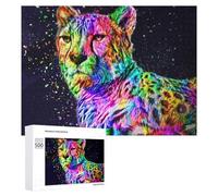 Puzzle pour Adultes500 PCS Colorful Abstract Leopard Artwork Puzzles pour Adolescents, Jouet, Décoration Murale, Passe-Temps, Cadeau d'anniversaire, Cadeaux, 500 PCS