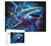 Puzzle pour Adultes500 PCS Colorful Shark Splash Artwork -5 Puzzles pour Adolescents, Jouet, Décoration Murale, Passe-Temps, Cadeau d'anniversaire, Cadeaux, 500 PCS