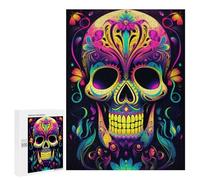 Puzzle pour Adultes500 PCS Colorful Sugar Skull Artwork-1 Puzzle pour Adolescents pour S'amuser en Famille, Un Défi Éducatif, Un Cadeau d'anniversaire Unique 500 PCS