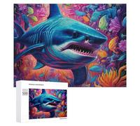 Puzzle pour Adultes500 PCS Colorful Underwater Shark Scene -1 Puzzles pour Adolescents, Jouet, Décoration Murale, Passe-Temps, Cadeau d'anniversaire, Cadeaux, 500 PCS