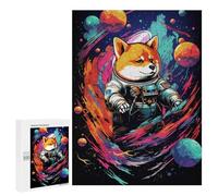 Puzzle pour Adultes500 PCS Cosmic Dog Astronaut Art Print-1 Puzzle pour Adolescents pour S'amuser en Famille, Un Défi Éducatif, Un Cadeau d'anniversaire Unique 500 PCS