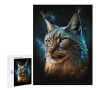 Puzzle pour Adultes500 PCS Cosmic Lynx Portrait-11 Puzzle pour Adolescents pour S'amuser en Famille, Un Défi Éducatif, Un Cadeau d'anniversaire Unique 500 PCS