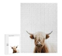 Puzzle pour Adultes500 PCS Cute Snowy Highland Cattle Puzzle Casse-tête, Jeu D'assemblage De Motifs, Cadeau d'anniversaire Unique 500 PCS