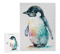 Puzzle pour Adultes500 PCS Cute Watercolour Penguin Puzzle Casse-tête, Jeu D'assemblage De Motifs, Cadeau d'anniversaire Unique 500 PCS
