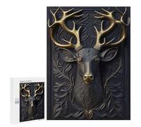 Puzzle pour Adultes500 PCS Deer Gold Relief Deco Casse-tête pour Adolescents - Jeu De Réflexion - Améliore La Mémoire - Aide À Exercer Le Cerveau 500 PCS