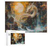 Puzzle pour Adultes500 PCS Dragon Moonfall Fantasy Landscape Puzzles pour Adolescents, Jouet, Décoration Murale, Passe-Temps, Cadeau d'anniversaire, Cadeaux, 500 PCS