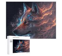 Puzzle pour Adultes500 PCS Flame Wolf Digital Art Puzzles pour Adolescents, Jouet, Décoration Murale, Passe-Temps, Cadeau d'anniversaire, Cadeaux, 500 PCS