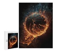 Puzzle pour Adultes500 PCS Flaming Basketball Artwork Puzzle pour Adolescents pour S'amuser en Famille, Un Défi Éducatif, Un Cadeau d'anniversaire Unique 500 PCS