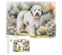 Puzzle pour Adultes500 PCS Fluffy White Dog Garden Puzzles pour Adolescents, Jouet, Décoration Murale, Passe-Temps, Cadeau d'anniversaire, Cadeaux, 500 PCS