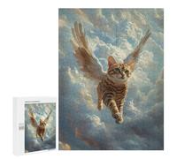 Puzzle Pour Adultes500 PCS Flying Cat with Wings Bengal Cat Angel Puzzle Puzzle Jeu D'assemblage De Modèles Uniques Pour Anniversaires Et Cadeaux 500 PCS