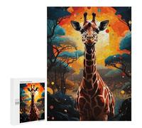 Puzzle pour Adultes500 PCS Giraffe Sunset Safari Puzzle pour Adolescents pour S'amuser en Famille, Un Défi Éducatif, Un Cadeau d'anniversaire Unique 500 PCS