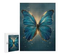 Puzzle pour Adultes500 PCS Glowing Blue Butterfly Art Print Puzzle pour Adolescents pour S'amuser en Famille, Un Défi Éducatif, Un Cadeau d'anniversaire Unique 500 PCS