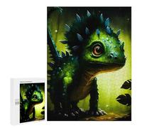 Puzzle pour Adultes500 PCS Green Spiky Lizard in Forest Puzzle Casse-tête, Jeu D'assemblage De Motifs, Cadeau d'anniversaire Unique 500 PCS