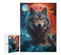 Puzzle pour Adultes500 PCS Howling at Lone Wolf Moon Casse-tête pour Adolescents, Jeu De Réflexion, Décoration Intérieure, Cadeau d'anniversaire Unique 500 PCS