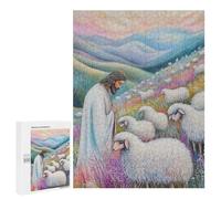 Puzzle pour Adultes500 PCS Jesus and Lambs Casse-tête pour Adolescents, Jeu De Réflexion, Décoration Intérieure, Cadeau d'anniversaire Unique 500 PCS