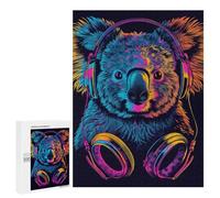 Puzzle pour Adultes500 PCS Koala Headphones Fun Art Print Puzzle pour Adolescents pour S'amuser en Famille, Un Défi Éducatif, Un Cadeau d'anniversaire Unique 500 PCS