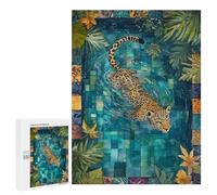 Puzzle pour Adultes500 PCS Leopard Swimming in Pool Casse-tête pour Adolescents, Jeu De Réflexion, Décoration Intérieure, Cadeau d'anniversaire Unique 500 PCS
