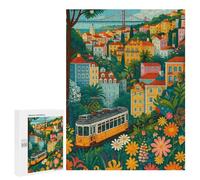 Puzzle pour Adultes500 PCS Lisbon Tram and Colorful Cityscape Casse-tête pour Adolescents, Jeu De Réflexion, Décoration Intérieure, Cadeau d'anniversaire Unique 500 PCS