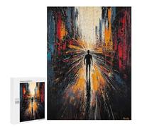 Puzzle pour Adultes500 PCS Lone Journey - Expressionist Abstract Urban Vision Casse-tête pour Adolescents, Jeu De Réflexion, Décoration Intérieure, Cadeau d'anniversaire Unique 500 PCS