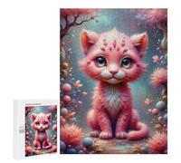 Puzzle pour Adultes500 PCS Magical Pink Kitten Fantasy Casse-tête pour Adolescents - Jeu De Réflexion - Améliore La Mémoire - Aide À Exercer Le Cerveau 500 PCS