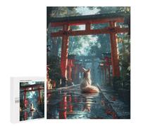 Puzzle pour Adultes500 PCS Mystic Kitsune Fox Torii Puzzle Casse-tête, Jeu D'assemblage De Motifs, Cadeau d'anniversaire Unique 500 PCS