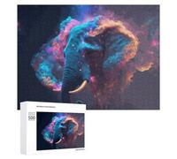 Puzzle pour Adultes500 PCS Neon Elephant A Digital Art Masterpiece Puzzles pour Adolescents, Jouet, Décoration Murale, Passe-Temps, Cadeau d'anniversaire, Cadeaux, 500 PCS