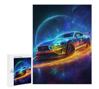 Puzzle pour Adultes500 PCS Neon Racing Mustang Cosmic Speed Puzzle pour Adolescents pour S'amuser en Famille, Un Défi Éducatif, Un Cadeau d'anniversaire Unique 500 PCS