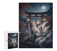 Puzzle pour Adultes500 PCS Nine-Tailed Fox in Japanese Landscape Casse-tête pour Adolescents - Jeu De Réflexion - Améliore La Mémoire - Aide À Exercer Le Cerveau 500 PCS