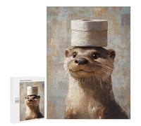 Puzzle pour Adultes500 PCS Otter with Toilet Paper Hat Puzzle Casse-tête, Jeu D'assemblage De Motifs, Cadeau d'anniversaire Unique 500 PCS