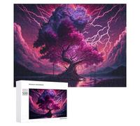 Puzzle pour Adultes500 PCS Purple Lightning Tree Landscape Puzzle Casse-tête, Jeu D'assemblage De Motifs, Cadeau d'anniversaire Unique 500 PCS